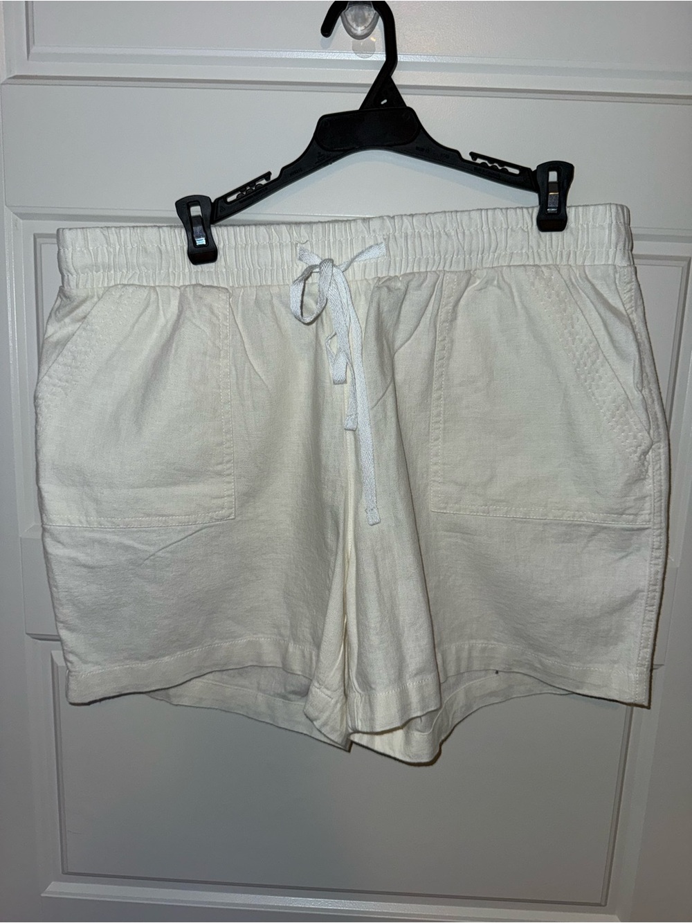 Cato Cream Drawstring Casual Linen-Blend Shorts